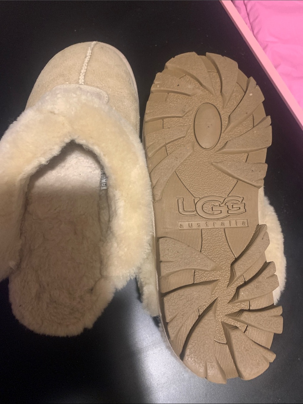 UGG Cream Suede Shearling Clog Slippers - Picture 4 of 4